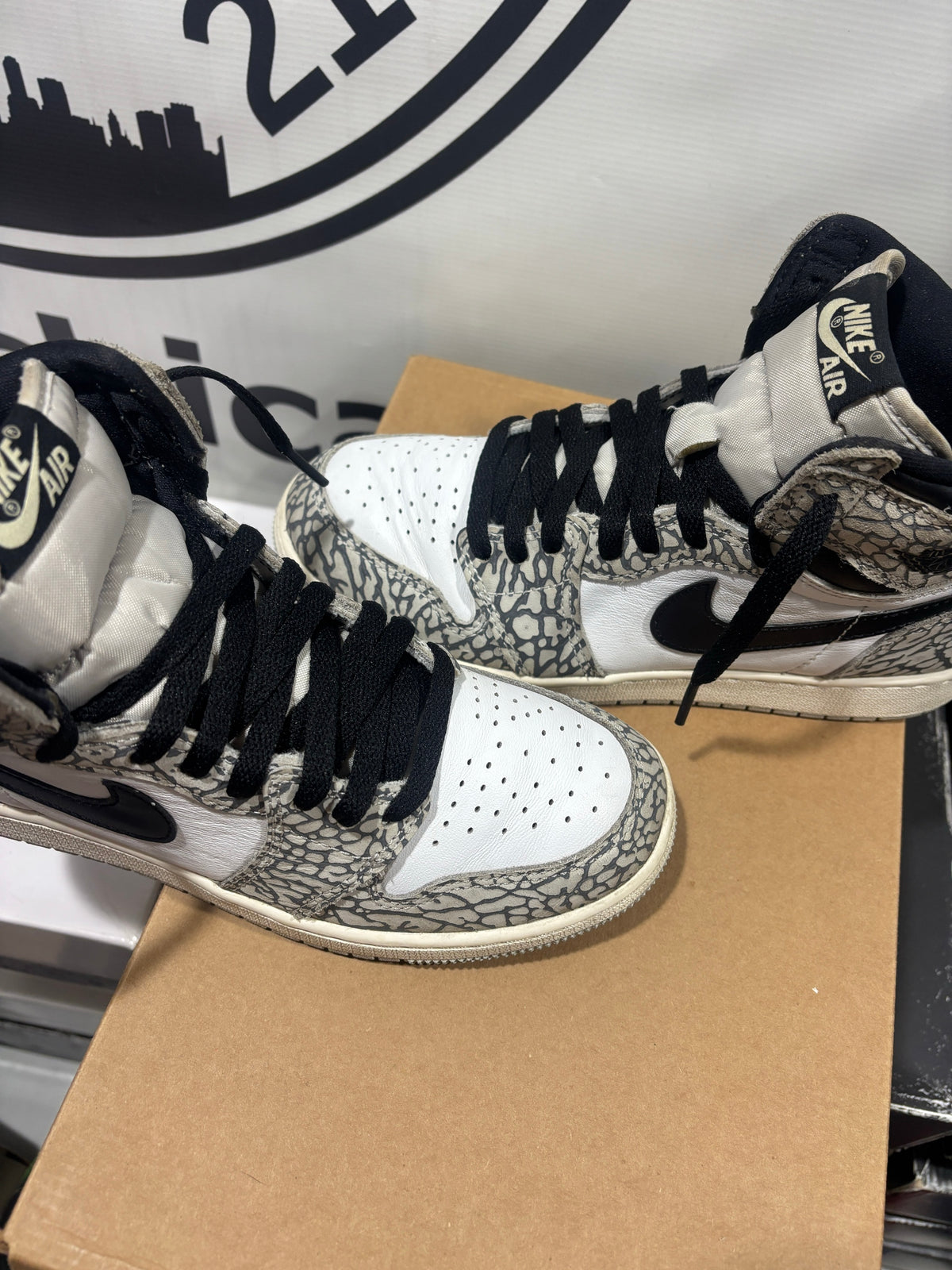 Size 6y - Jordan 1 Retro High OG White Cement (GS) - Pre Owned