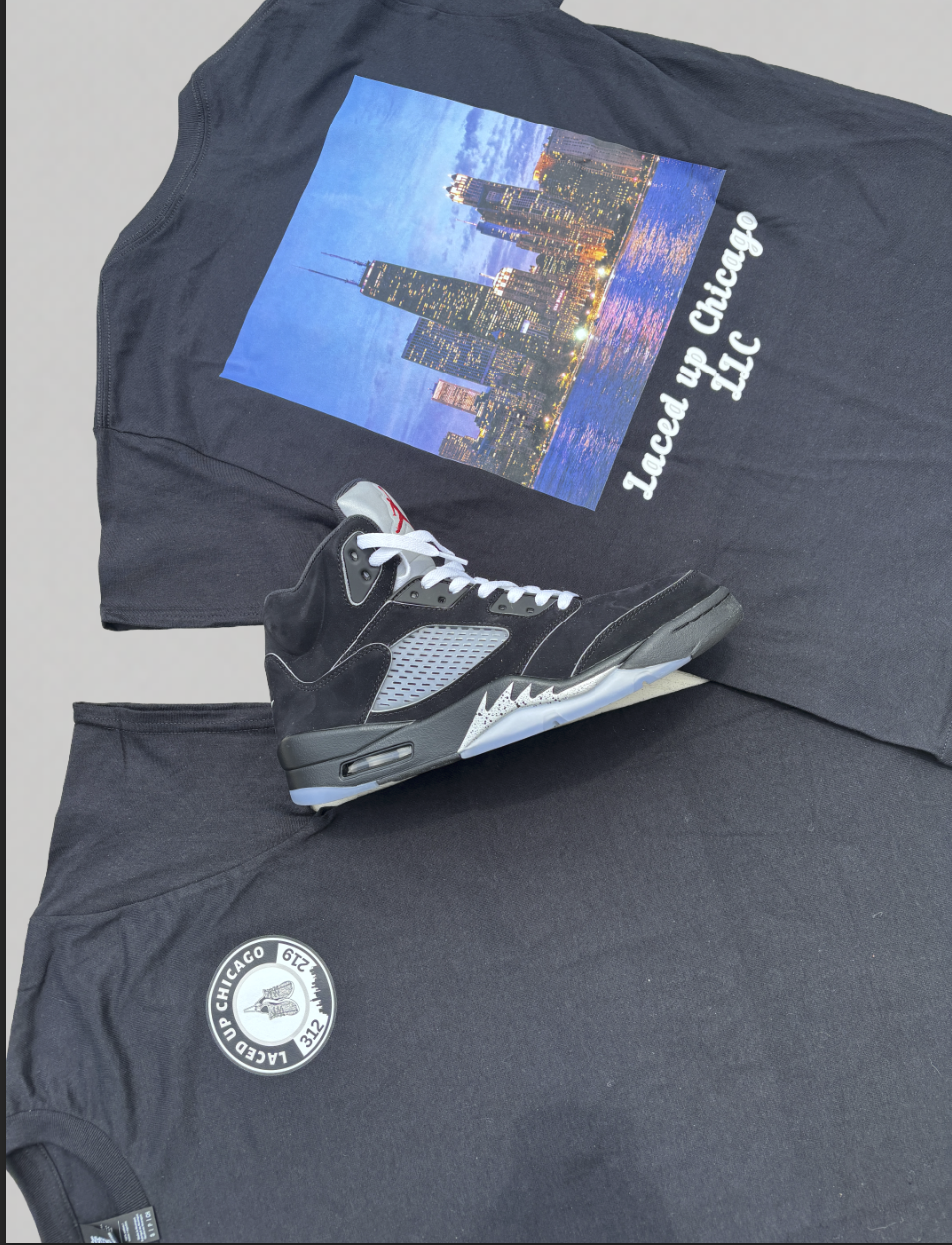 Laced Up Chicago T-Shirt - Black